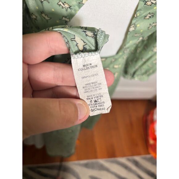 Moon Collection Dress Cat Print Mint Green Keyhole back Twee Kitten Retro Small - Picture 7 of 7